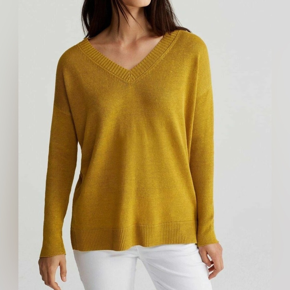 Eileen Fisher Organic Linen V-Neck Sweater | Size 1X